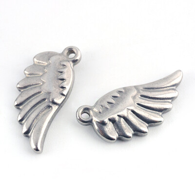 

304 Stainless Steel Wing Pendants Stainless Steel Color 20x105x35mm Hole 15mm