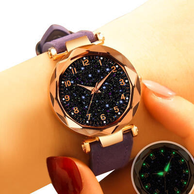 

Fashion Women Bracelet Watch Leather Band Starry Sky Watches Quartz Wristwatch Numeral Star Clock Reloj Mujer