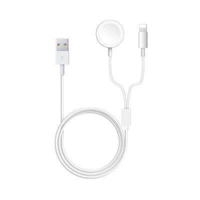 

2-in-1 USB Magnetic Charging Cable for iWatch&iPhone 6 7 8 X XR  Max - White-1m