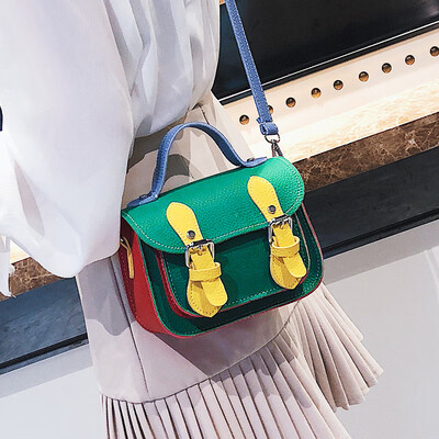 

Net red fashion messenger bag retro handbag female bag new 2019 contrast color Messenger bag wild ins small square bag