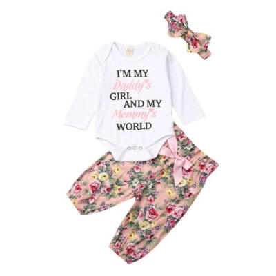 

Autumn Newborn Baby Girl Kids Long Sleeve Cotton Clothes Romper JumpsuitFloral Pants Outfits Set