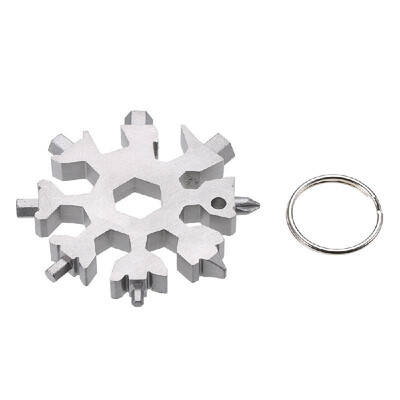 

18 in 1 Snowflake Shaped Stainless Steel Multi-purpose Tool Card Compact Portable Multi-functional Screwdriver with Keychain