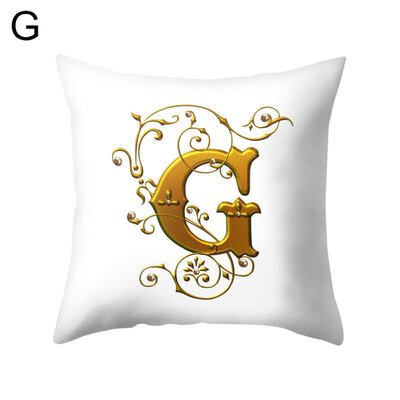 

26 Golden A to Z Alphabet Flower Soft Pillow Case Cushion Cover Home Sofa Decor