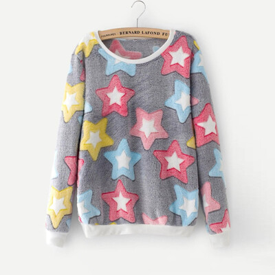 

Tailored Fashion Women Casual Loose Long Sleeve Plush Print Sweatshirt Tops