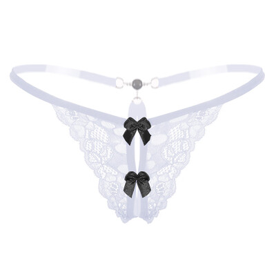 

Toponeto Womens Sexy Lace Pearl Low-Waist G-String Hollow Underwear Thongs Panties BK