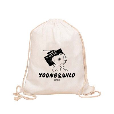 

CAR-TOBBY New Fashion Kpop BTS Top Fashion Unisex Canvas Drawstring Beam Port Backpack Shopping Bag Travel Bag