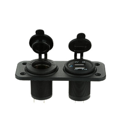 

2 USB 5V1A 5V21A Sockets with Cigarette Lighter Power Socket for Car Truck Motorcycle Boat for ATV