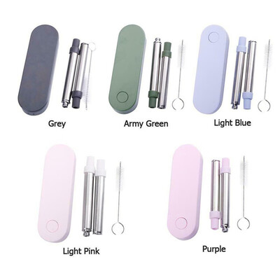 

Lanyard stainless steel folding creative portable telescopic straw