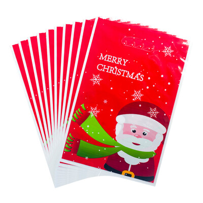 

Toponeto 10PC Christmas PVC Disposable Tote Christmas Candy Gift Bag Ornaments