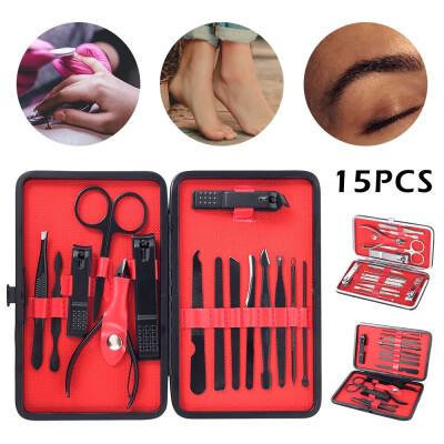 

15pcs Manicure Pedicure Set Nail Clippers Callus Remover Kit Hand Foot Care