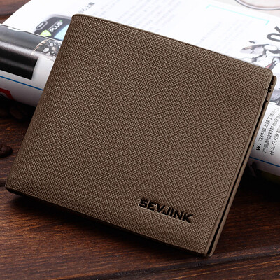 

Tailored Men Fashion Solid Color Cross pattern Multi Card Position Wallet Khaki