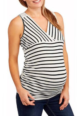 

Sexy&Sweet V-neck Striped Lacy Patchwork Fitting Maternity Wear
