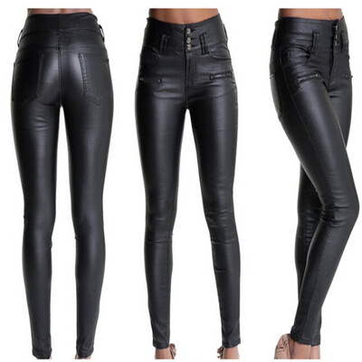 

Tailored Women Pocket Stretchy Sexy Faux Leather Leggings Pants Skinny High Waist Tights