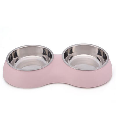 

Pet Double Bowls Dog Cat Feeder Non-Slip Food Feeding Water Drinking Bowl