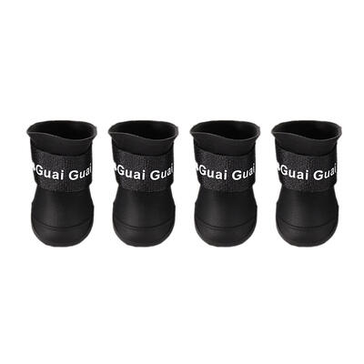 4pcsLot Rubber Pet Dog Rain Shoes Anti-Slip Waterproof Puppy Dogs Booties