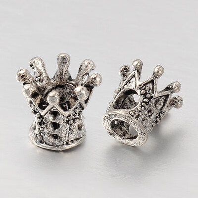 

Crown Alloy European Large Hole Beads Antique Silver 10x10mm Hole 45mm