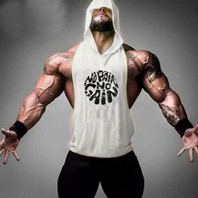 

Hot Men Gym Clothing Bodybuilding Stringer Hoodie Tank Tops Muscle Hooded Shirts