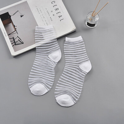 

2019 Chic Fashion Ultrathin Transparent Crystal Lace Elastic Women Ladies Socks