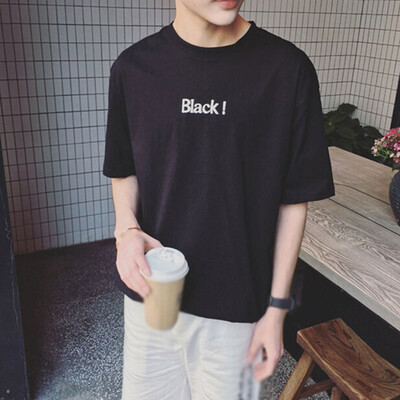 

Men Summer Short Sleeve T-Shirt Student Casual Tops Round Neck Wild Trand Tee