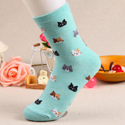 

Fashion Women Lovely Cute Cat Socks Animal Cartoon Cotton Socks 5 Colors 1 Pair