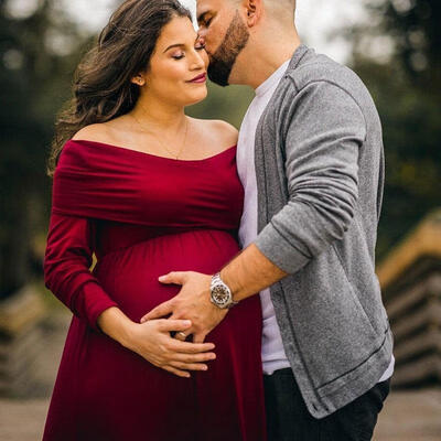

Women Cowl Neck Off Shoulder Dress Pregnant Photography Maternity Maxi Dress