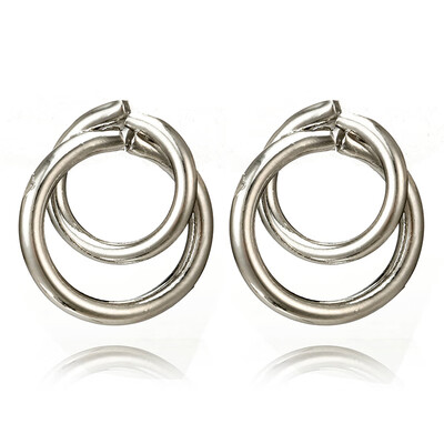 

EK712 Geometric Double Round Circle Stud Earrings for Women Statement Earring Jewelry Fashion Gold Silver Color Wedding Brincos