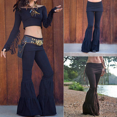 

Womens Flare Pants Bell Bottom Wide Leg Flare Stretch High Waist Boho Pants
