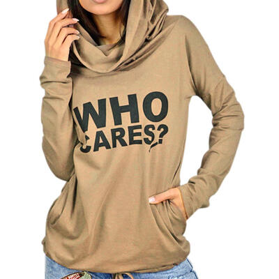 

Autumn Pile Collar Letter Printing Pullover Women Loose Long Sleeve Tops