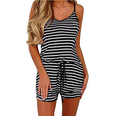 

Starmoon Women Sleeveless Waist Drawstring Short Playsuit Rompers Jumpsuit BGL