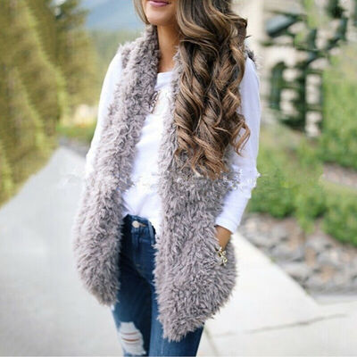 

Luxury Women Oversized Faux Fur Fleece Wool Waistcoat Long Coat Outwear