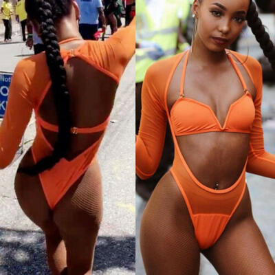 

Sexy Womens Mesh Solid Swimsuit Monokini Swimwear Bikini Push Up Padded Bra -XL