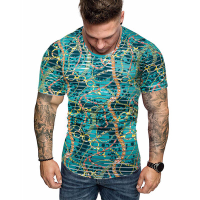 

Toponeto Mens Striped Splicing Pattern Casual Fashion Lapel Short Sleeve Shirt