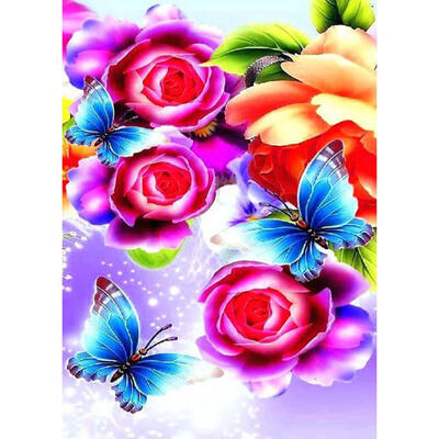 

5D DIY Full Drill Diamond Painting Butterfly Flower Cross Stitch Embroidery