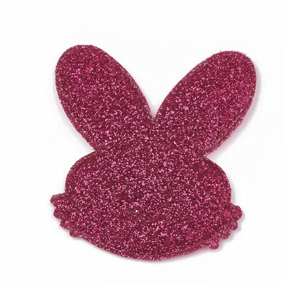 

Glitter PU Patches with Non Woven Fabric Back&Sponge Inside Rabbit MediumVioletRed 51x46x25mm