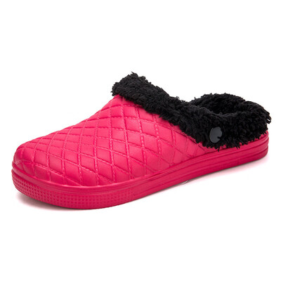

Mens Cozy Fuzzy Wool Fleece PU Upper Slippers Slip On Clog Winter House Shoes Indoor&Outdoor