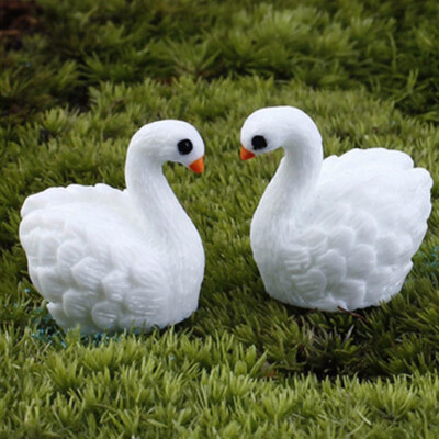 

〖Follure〗Miniature Crafts Swan Garden Doll House Ornament Figurine Plant Pot Fairy Garden