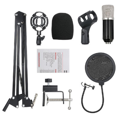 

Professional BM700 Condenser Microphone Mic KTV Singing Studio Recording Kit BlackGolden