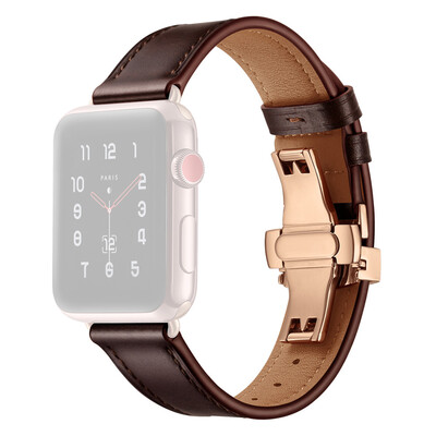 

〖Follure〗Butterfly buckle Leather Wrist Watch Strap Band For IWatch Apple Watch 4 44mm BW