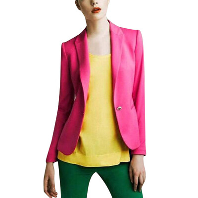 

Toponeto Womens Casual Solid Color Long-Sleeved Button Slim Cardigan Blazer Coat