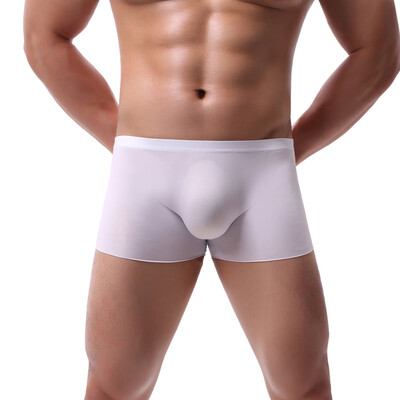 

Tailored Mens Sexy Underpants Pure Color Breathable Patchwork Ice-silk Underwear