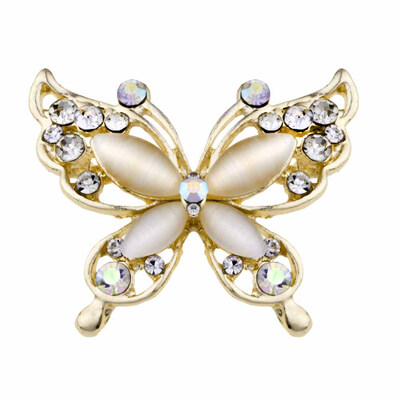 

Women Ladies Jewelry Elegant Butterfly Gold\Silver Plated Crystal Rhinestone Opal Brooch Pin Clip Corsage Gifts