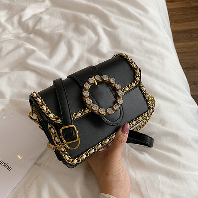 

Summer texture small bag Japanese&Korean hundred chain bag woman 2019 new fashion leisure one shoulder slanted bag