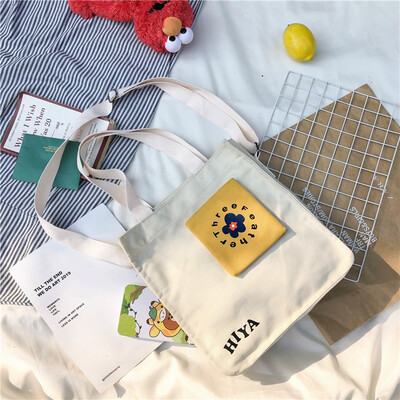 

Korean version of one-shoulder bag college wind handbag canvas bag