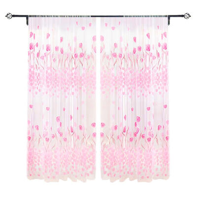 

2pcs Tulip Flower Print Sheer Voile Tulle Drapes Home Room Windows Curtains
