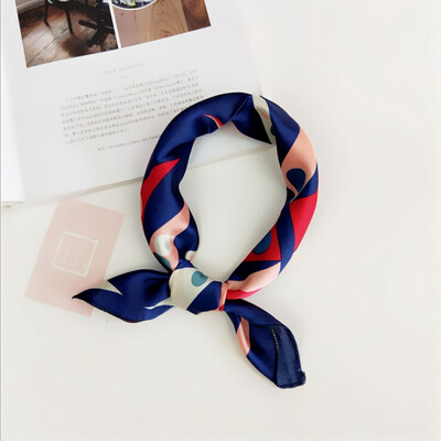 

Silk Scarf Women Spring Summer Retro Scarf Multicolor Head Scarf Stripe Design Print Kerchief