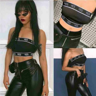 

Fashion Women Sleeveless Summer Bustier Crop Top Vest Tube Tank Top Blouse Black