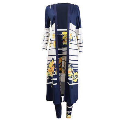 

2pcs Sexy Women Set Print Long Sleeve Cardigan Bodycon Pants Outfits Club