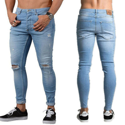 

Mens Fashion Skinny Stretch Jeans Distressed Ripped Jeans Freyed Denim Pants