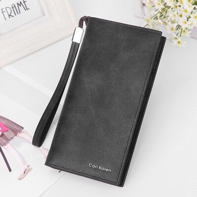 

Tailored Women Fashion Solid Color Hasp Dull Polish Multi Card Position Wallet Black