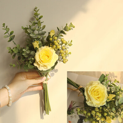 

Toponeto Range Rose Hydrangea Flowers Bouquet Bunch Home Wedding Party Gift Deco